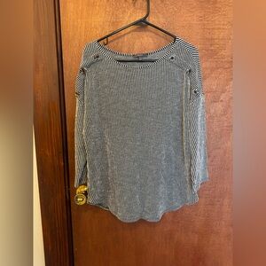 Elegant Black and White Striped Long Sleeve Top